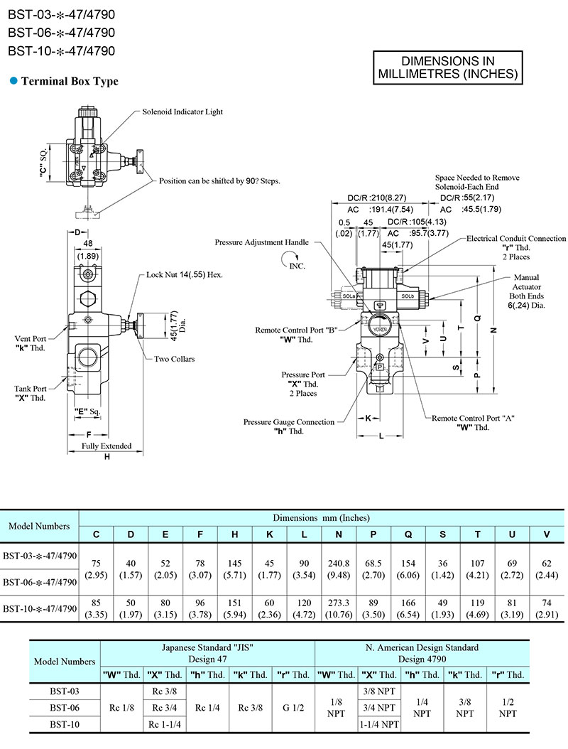 bản vẽ kích thước van yuci yuken bst 03 06 10