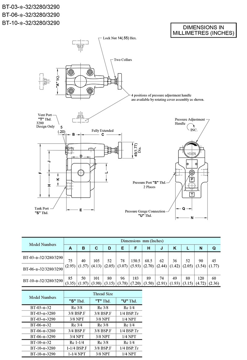 bản vẽ kích thước van yuci yuken bt-03-06-10