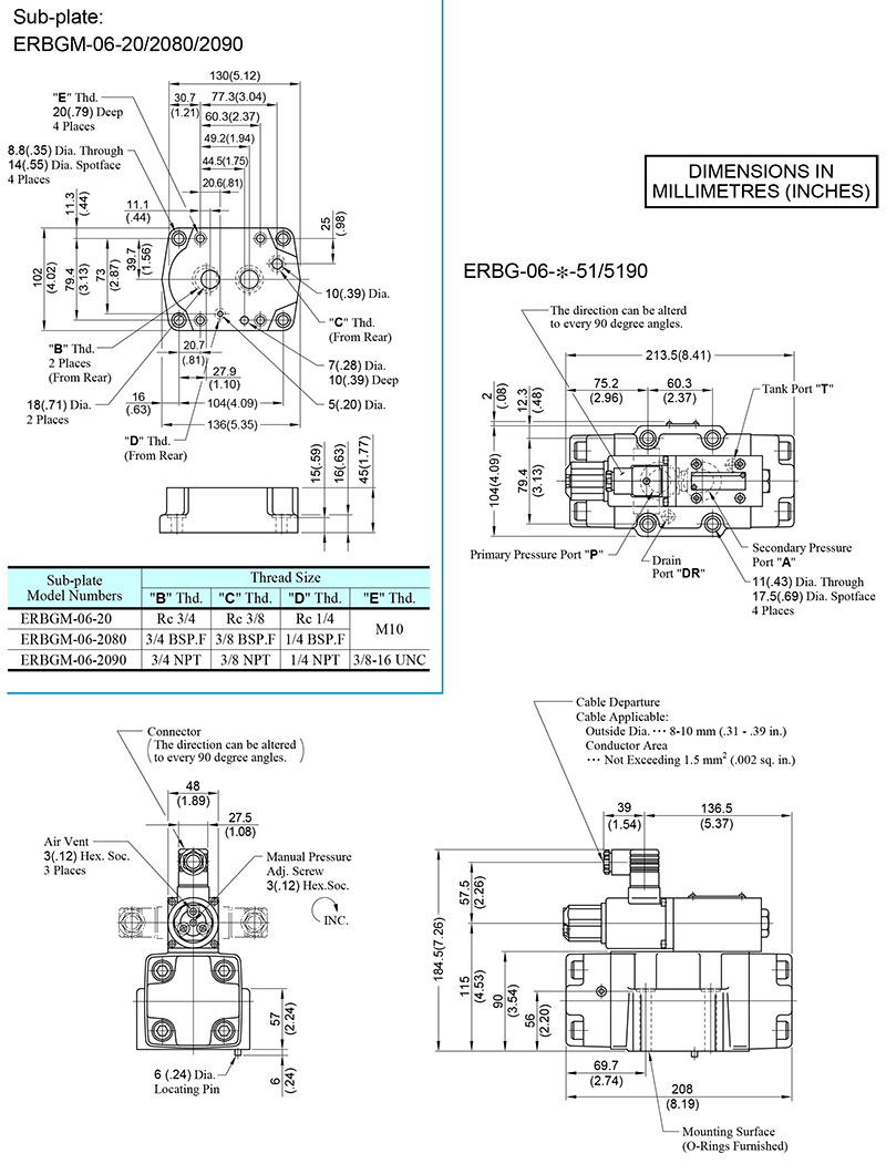bản vẽ kích thước van yuci yuken erbg-06
