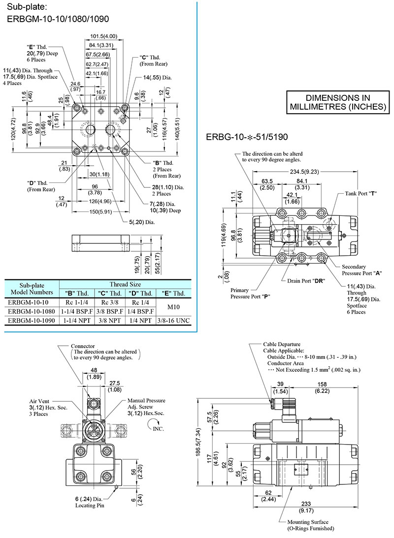 bản vẽ kích thước van yuci yuken erbg-10