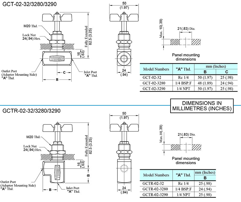 bản vẽ kích thước van yuci yuken gct gctr 02