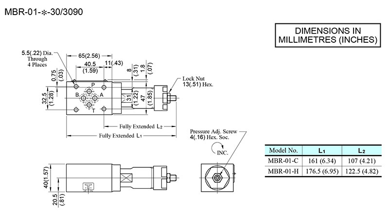 bản vẽ kích thước van yuci yuken mbr 01