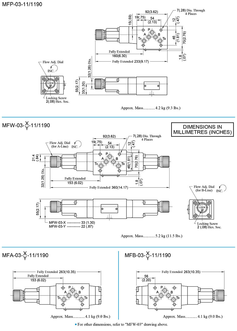 bản vẽ kích thước van yuci yuken mf-03