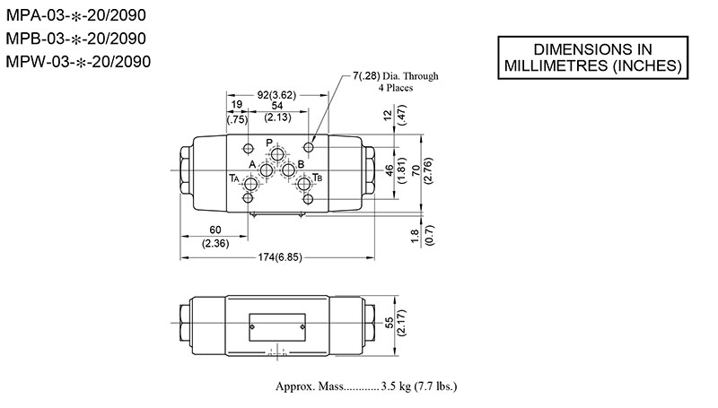bản vẽ kích thước van yuci yuken mp-03