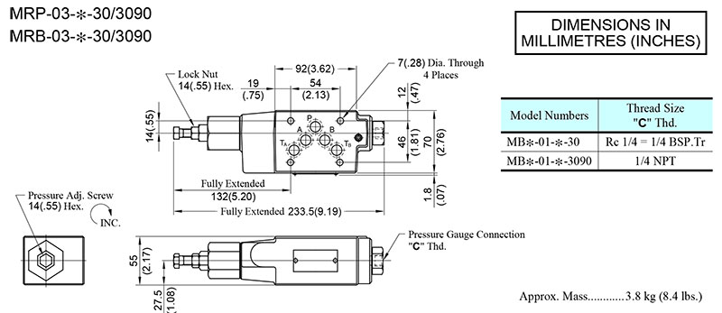 bản vẽ kích thước van yuci yuken mr-03