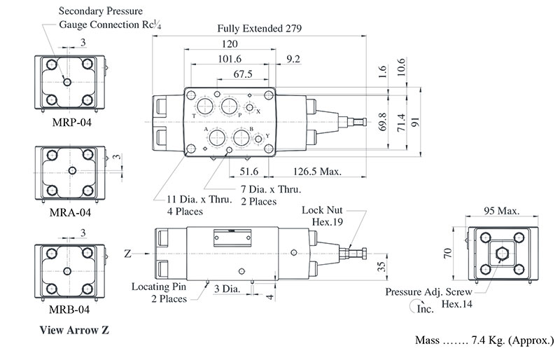 bản vẽ kích thước van yuci yuken mr-04