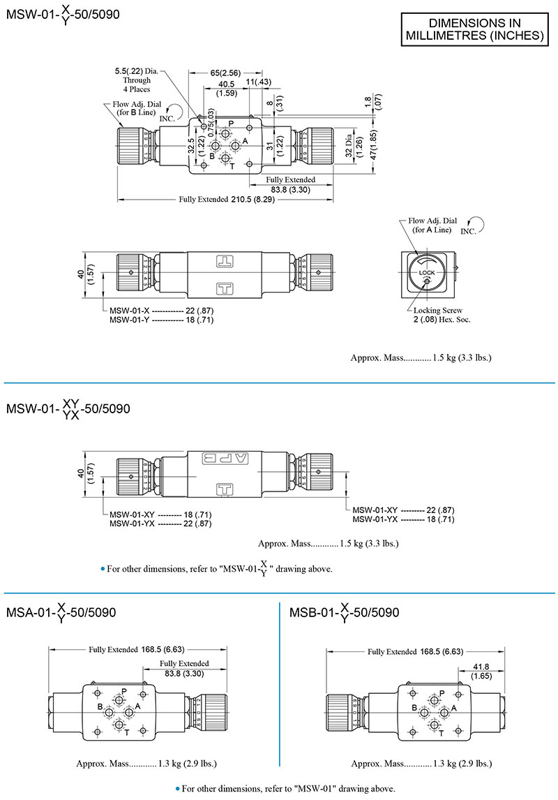bản vẽ kích thước van yuci yuken ms-01