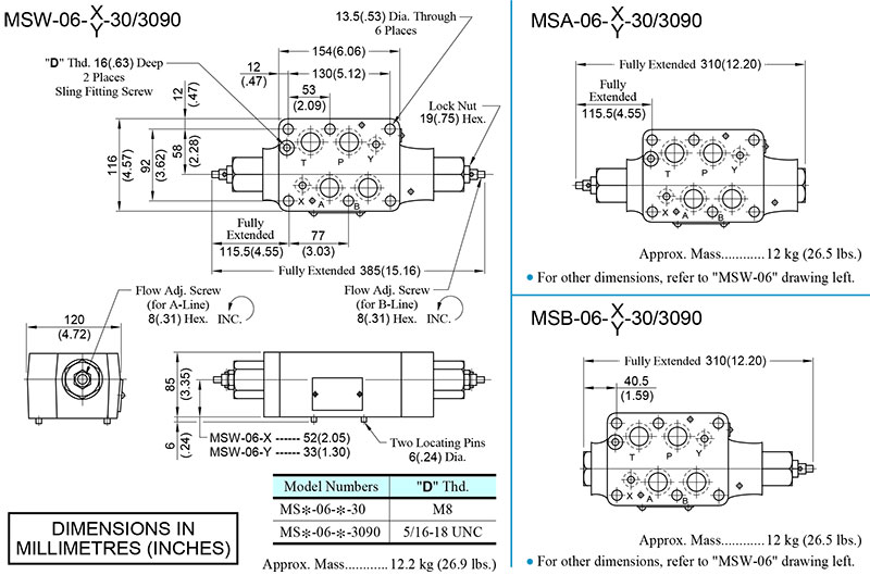 bản vẽ kích thước van yuci yuken ms-06