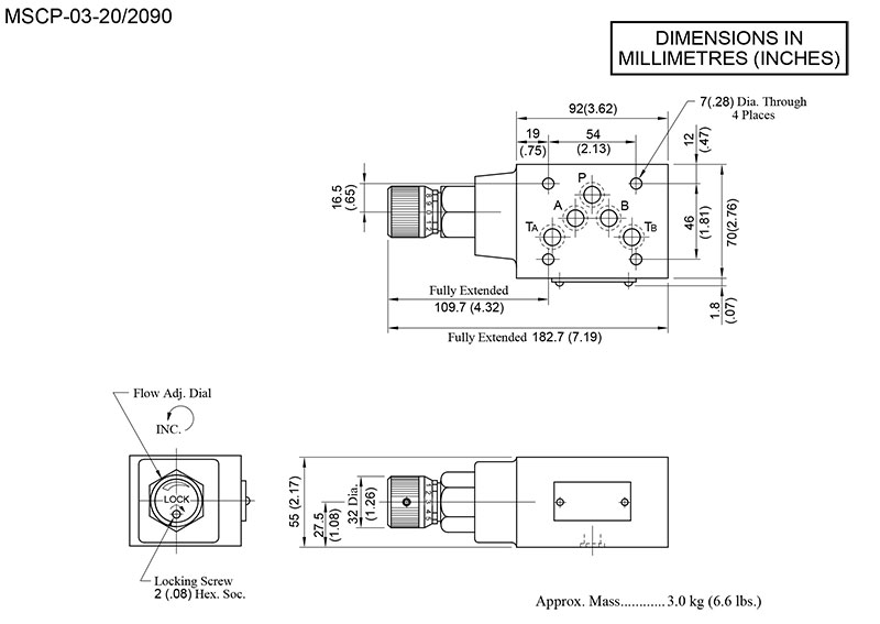bản vẽ kích thước van yuci yuken mscp-03