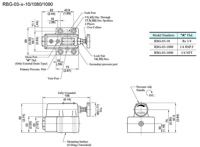 bản vẽ kích thước van yuci yuken rbg-03