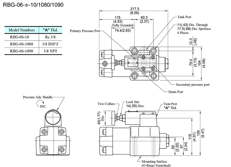 bản vẽ kích thước van yuci yuken rbg-06